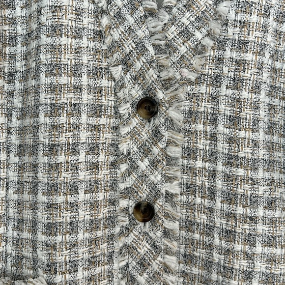 Ann Taylor Tweed Long Blazer with Fringed Edges and Front Patch Pockets. EUC - Picture 4 of 11